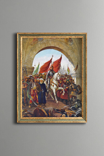 epiqart دخول السلطان محمد الحان الفاتح إلى إسطنبول - إطار منقوش بتصميم عتيق -...