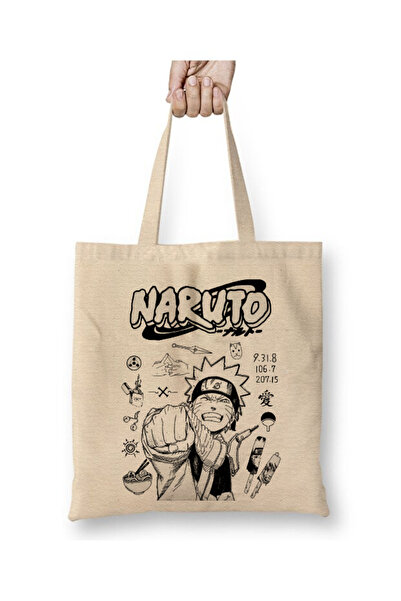 Toyaso Naruto Retro Vintage Anime White Tote Bag Long Handle Shopping Bag Bea...