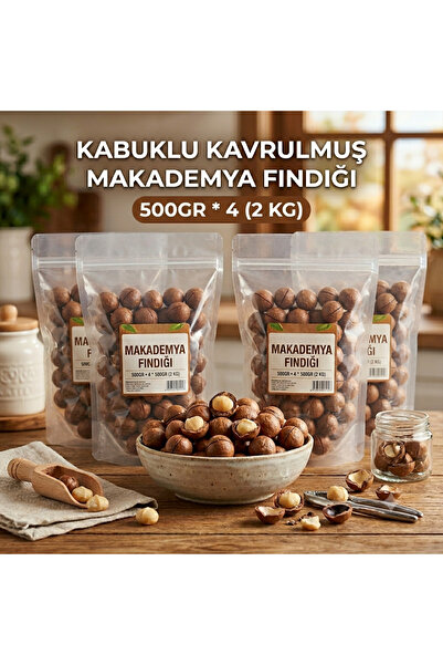 Barazil Kabuklu Kavrulmuş Makademya Fındığı 2 kg (500GR*4 )