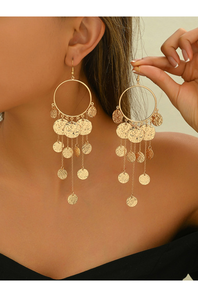 Take Two By Styli Round Geometric Tassels Earring