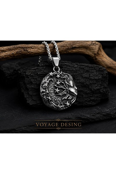 voyageaccessory Stainless Steel Anthracite Color Mystical Togetherness Moon S...