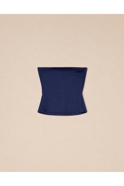 Brood Women's Cotton Navy Blue Slim-Fit Stretchy Strapless Body-Top
