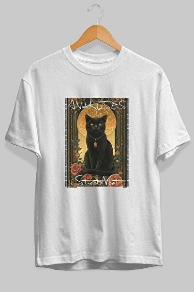 Ankhises Μπλουζάκι  "For the Love of Cats " με 84 στάμπες γάτας, λευκό, overs...
