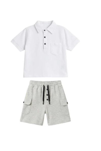 La ciel Paris Polo Collar Patched Pique Boys' Set