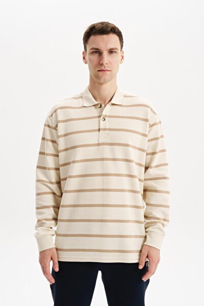 Arma Ar-Ma Men's Polo Collar Sweatshirt, Unprinted, Striped, Buttoned, Withou...
