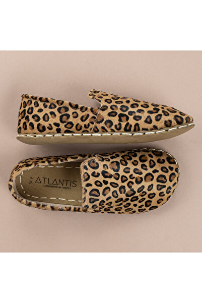 atlantishandmade Kadın Leopar Barefoot Günlük Deri Ayakkabı