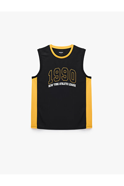 Koton Regular Fit Sleeveless Color Blocked Crew Neck Printed Sports Tank Top
