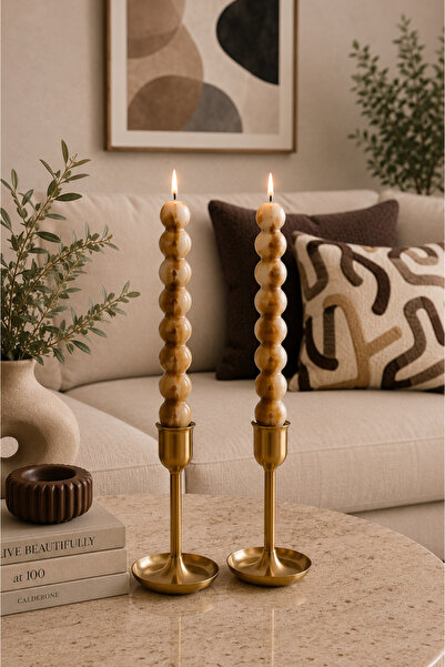 Typoniq Attitude Included Premium Modern Bubble Şamdan 2' li Mum Seti Kahve-B...