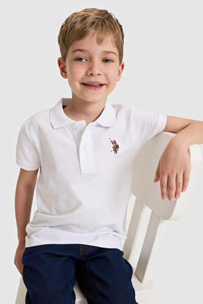 U.S. Polo Assn. تي شيرت أساسي أبيض بياقة بولو للأولاد 50325608-VR013
