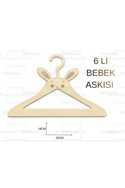 5M AHŞAP DEKOR Wooden Baby Clothes Hanger 22Cmx6 Pieces