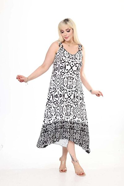 Generic Brand Women's White Patterned Buckle Asymmetrical Strap Lycra Viscose...