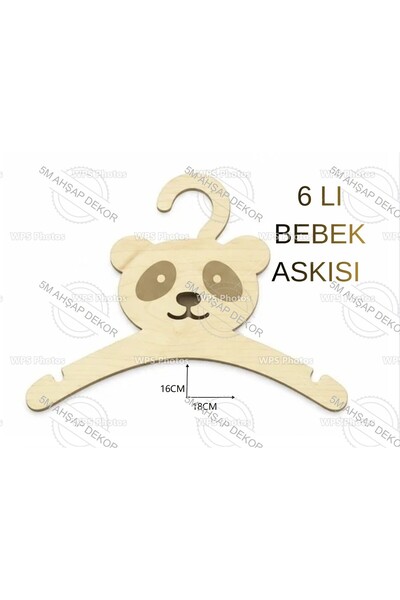 5M AHŞAP DEKOR Wooden Baby Dress Hanger 18 cm X6 Pieces