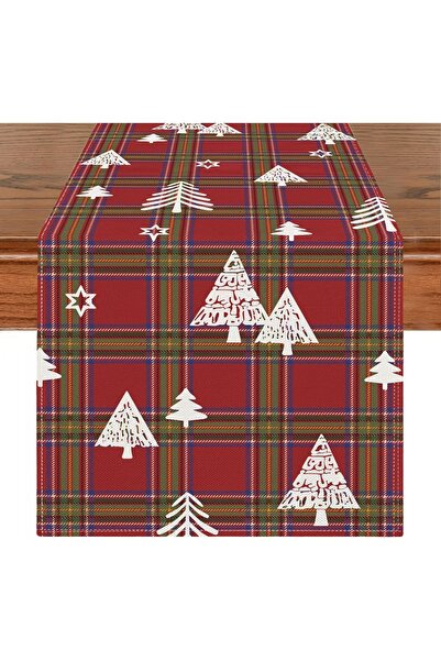 OEM Runner de masă festiv pentru decorarea mesei de Crăciun roșu 33x183cm