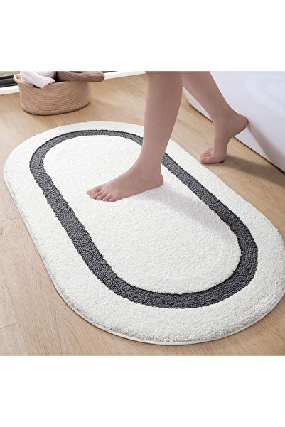 OEM Covoraș pentru baie antiderapant oval absorbant 44x76 cm alb