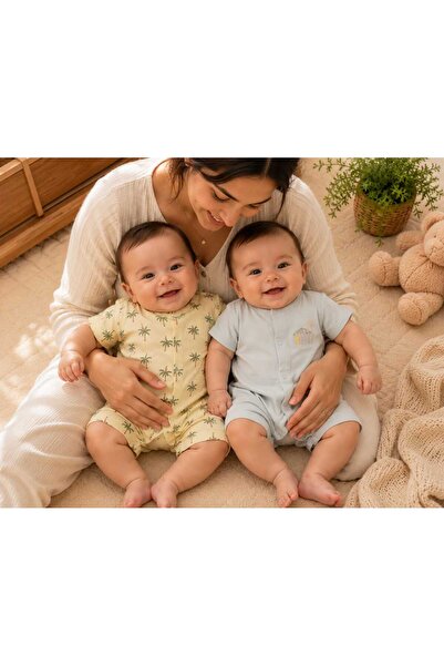 Bambino طقم بذلة صيفية للأطفال من Unez Muslin مكون من قطعتين من القطن بأكمام ...