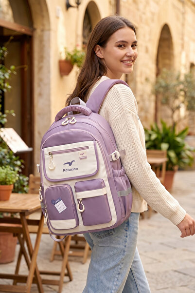Relaxion Rlx-2469 Rucsac școlar UNISEX pentru elevi, călătorii zilnice, vacan...