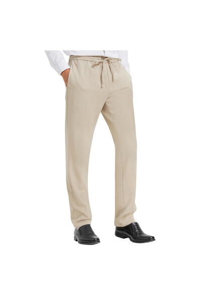 OEM Pantaloni Bărbați Eleganți din Material Tip Chino Casual Regular Fit Bej 3XL