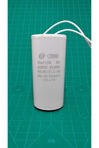 Anhui CBB60 30uF 400V ~ 450V Plastik 2 Kablolu Daimi Kondansatör 40x93mm