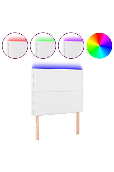 vidaxl Tăblie de pat cu LED, alb, 100x5x118/128 cm, piele ecologică