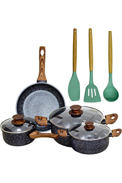 Sweet Home Non-stick marble cookware with glass lids from Sweet Home, 10-piec...