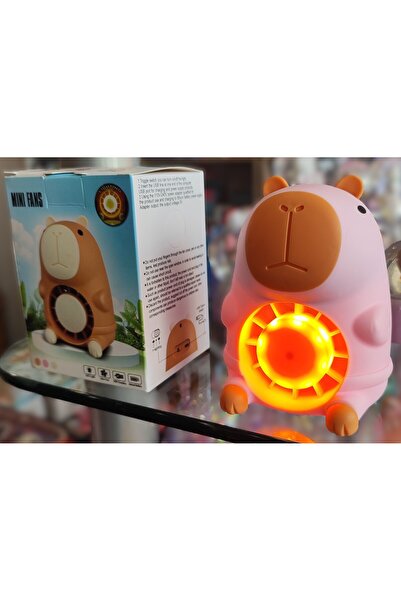ada çanta kırtasiye Capybara figürlü ışıklı fan/vantilatör (10cm) Pembe VT499...