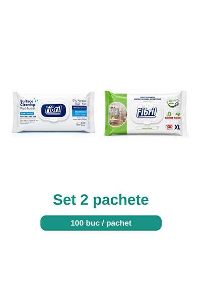 Fibril Set Servetele Umede pentru Suprafete, Mix White Soap si XL Aroma Fresh...
