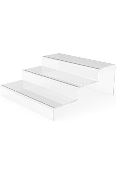 Slasa Clear Acrylic Tiered Riser 22 x 22 x 9 cm Display Shelf for Collectibles