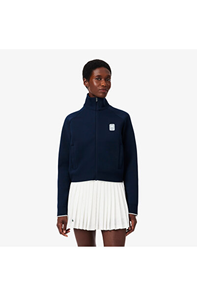 Lacoste Kadın Relaxed Fit Fermuarlı Lacivert Sweatshirt