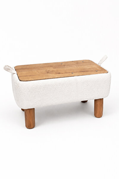 Zem Lupita Sandıklı Mekanizmalı Orta Sehpa/Bench, Kırık Beyaz