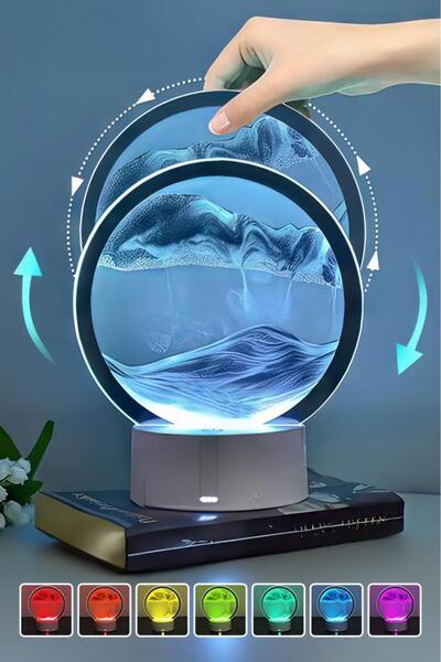 Empressco DEMPOWER 3D LED Işıklı Akışkan Kum Tasarımlı Şarjlı Gece Lambası - ...