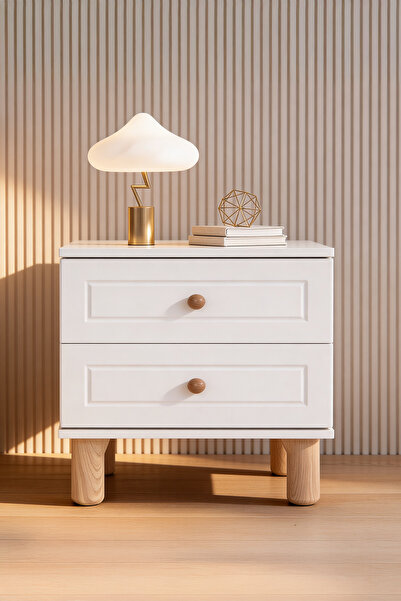 Kilim Mobilya Country Life Komodin MDF Kapaklı 2 Çekmeceli Yüksek Ayaklı