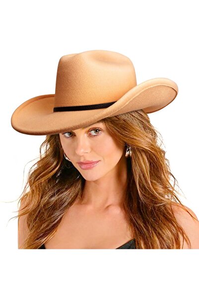 OEM Pălărie Western Fedora din pâslă modelabilă, cu bor larg, pliabilă, Unise...