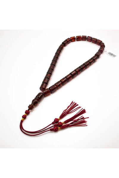 genernic Baltic Antique Pressed Amber Rosary 33 Beads 12mm Deep Ruby Red Pray...