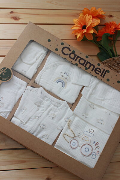 Caramell Barbosa Müslin Kumaş Erkek Bebek Yazlık 10 'lu Yenidoğan Hastane Çıkışı