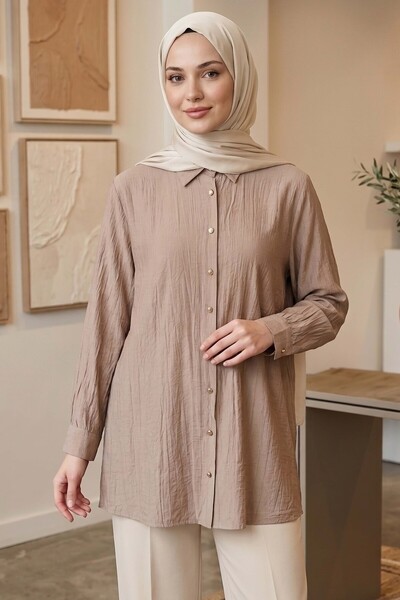 TOFİSA Çilek Tunik - 1308-BEJ