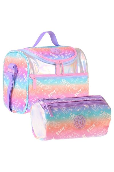 KAUKKO Kids Girls Color-Changing Lilac Thermo Lunchbox and Pen Holder Set - S...
