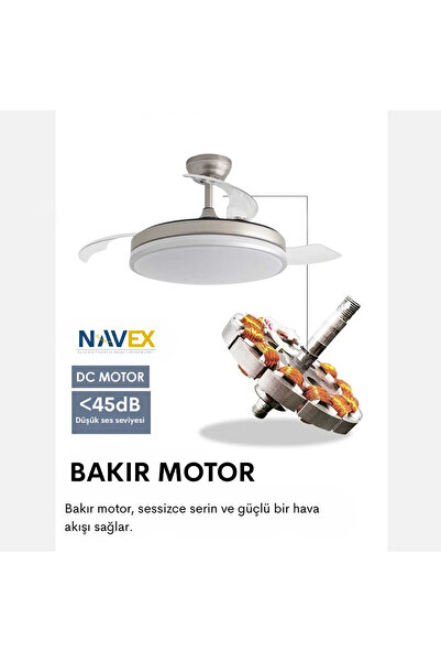 NAVEX V Gizli Kanat Tavan Vantilatörü 106cm