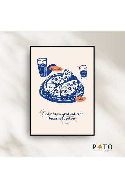 Pato Design 'Food Together - Lemonade & Pizza' Mutfak Dekoratif Tablo | Siyah...