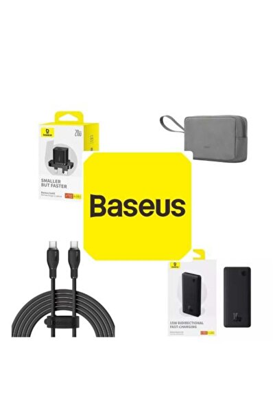 Baseus باور بانك بسعة 10,000 مللي أمبير مع شاحن حائط GaN وكابل Type-C