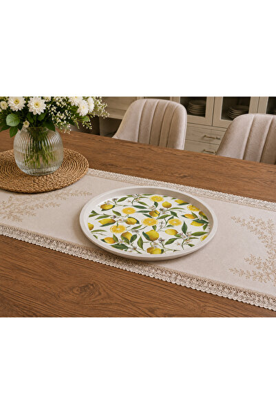 ZucciHome 36 Cm Limon Desenli Yuvarlak Servis ve Sunum Tepsisi | Dekoratifve ...