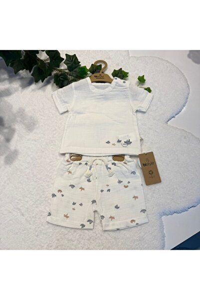 Bistyle Boy's 2-Piece Shorts & T-Shirt Muslin Set - Gots Certified Organic Co...