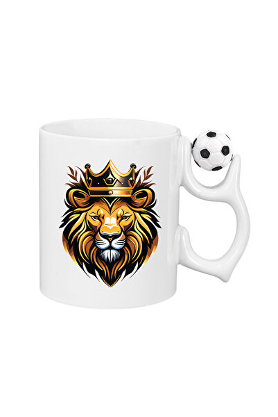 CERCİBAZAAR (Yellow-Red) Special Design Graphic Printed Mug with Lion Figure ...