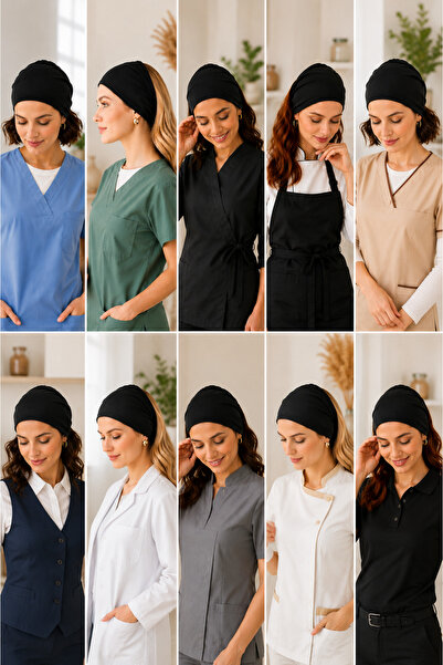 mirach Pachet de 10 bandane pentru uniforme de lucru - Bonetă lată, confortab...
