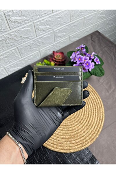 WAKHA Genuine Leather Magnetic Minimal Card Holder Wallet Handmade Premium Cr...