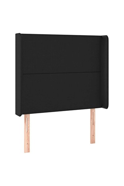 vidaxl Tăblie de pat cu aripioare, negru, 83x16x118/128 cm, piele