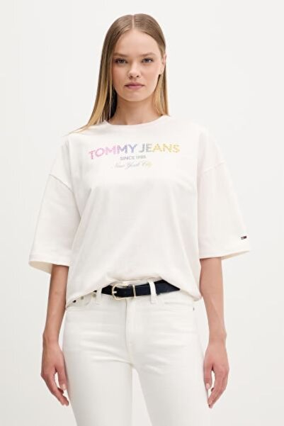 Tommy Hilfiger BEYAZ TAŞLI LOGOLU KADIN T-SHIRT