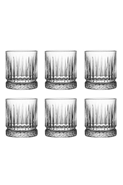 OEM Set de 6 pahare de whisky de 250 ml, sticlă transparentă cu dungi în reli...