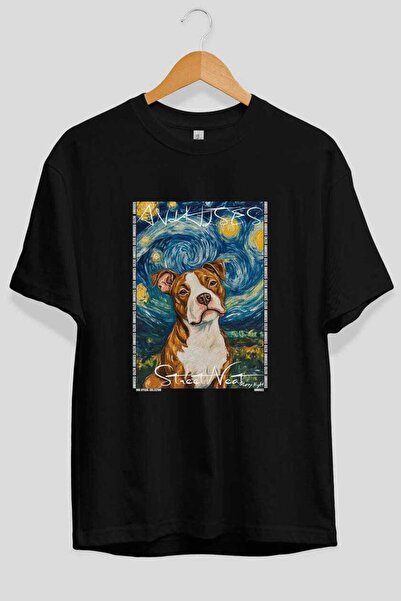 Ankhises For the Love of Dogs 48 Front Dog Printed Black Oversize T-Shirt 100...