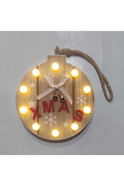 Generic Ξύλινη Διακοσμητική Επιγραφή "XMAS" σε σχήμα μπάλας, μπαταρίας, 17x4x...