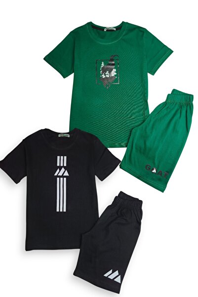 Minik Motion Set of 2 Short Sleeve T-Shirts and Shorts for Children Minikmoti...